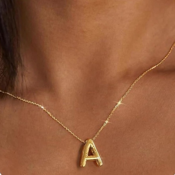 Jewelry - BRAND NEW, STILL IN THE PACKAGE Trendy Bubble Initial Charm and Necklace, “A”